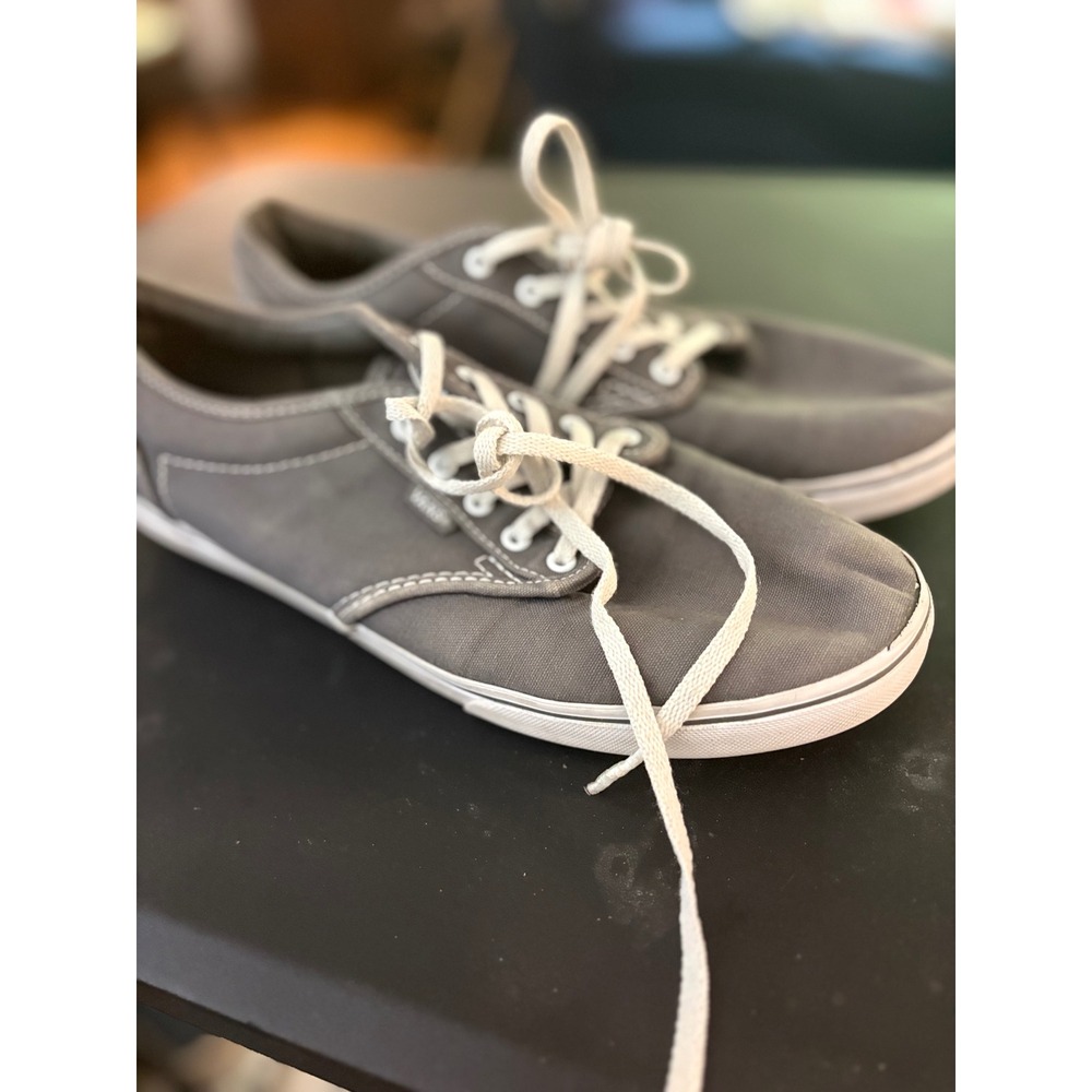 Vans Gray Canvas Low-Top Sneakers with White Laces